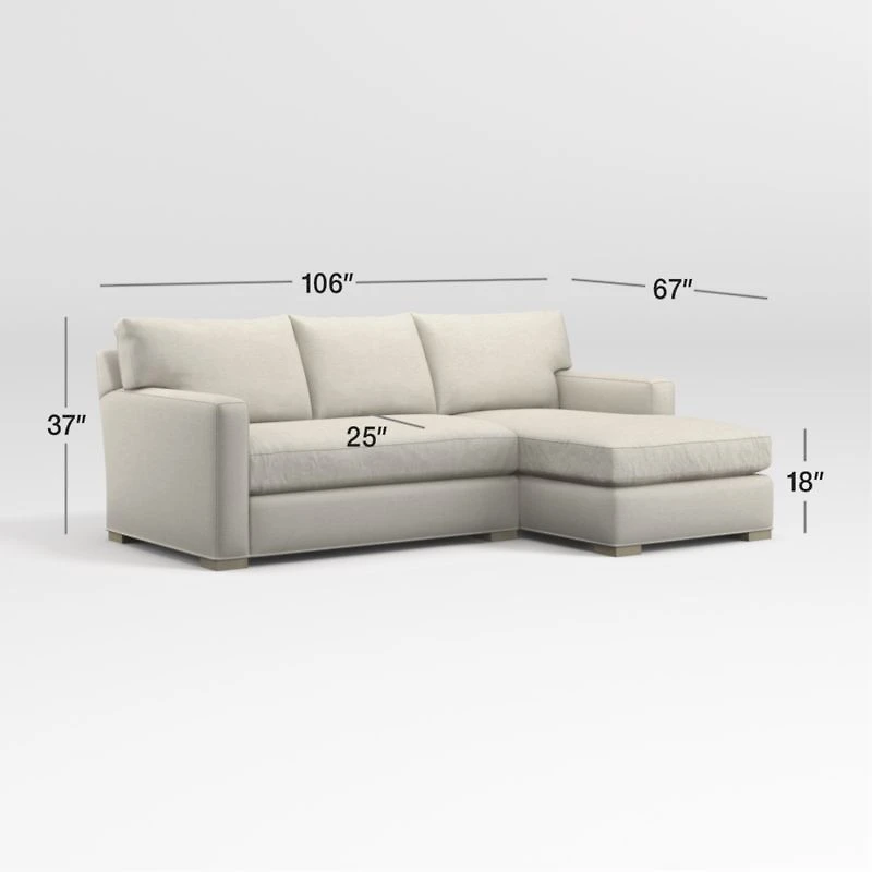 Axis 2-Piece Bench Sectional Sofa with Chaise Lounge