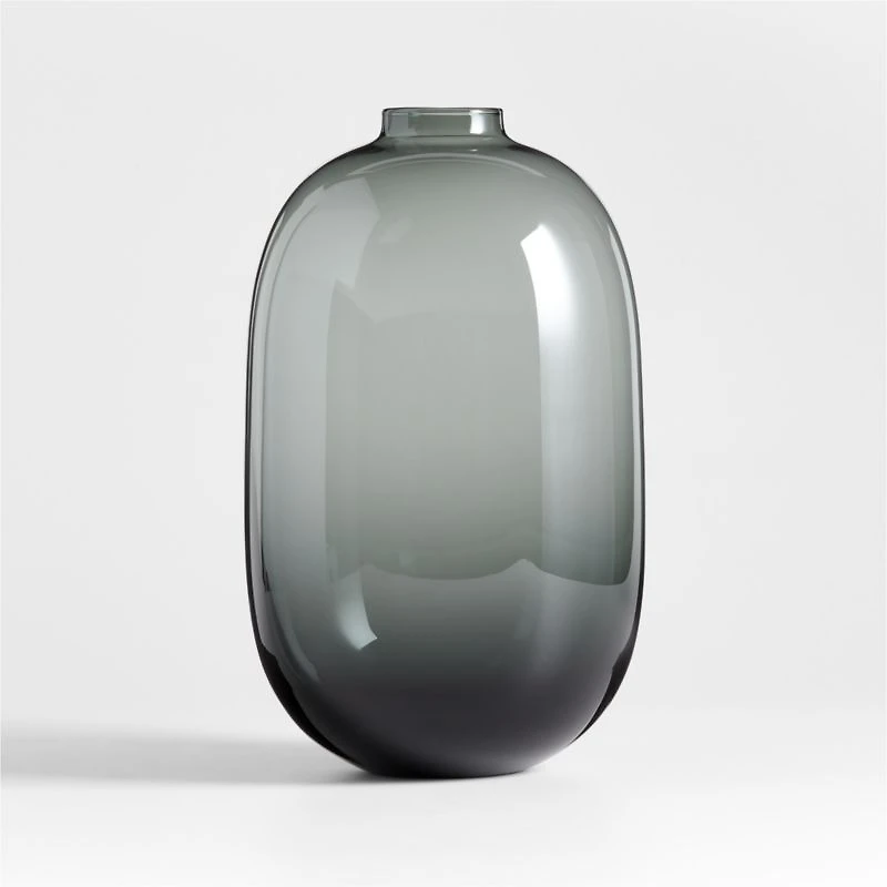 Zeri Smoke Grey Glass Vase 13"
