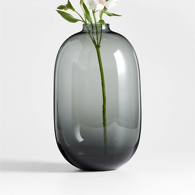 Zeri Smoke Grey Glass Vase 13"