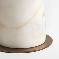 Beachwood Golden Calacatta Marble Table Lamp with Wicker Shade 20.7" by Brigette Romanek