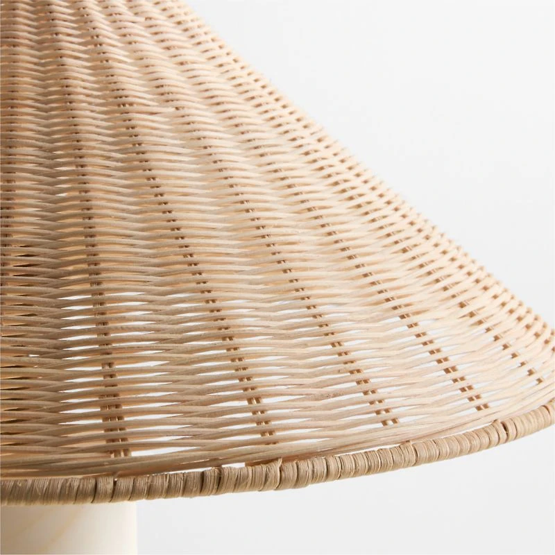 Beachwood Golden Calacatta Marble Table Lamp with Wicker Shade 20.7" by Brigette Romanek