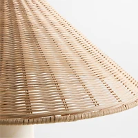 Beachwood Golden Calacatta Marble Table Lamp with Wicker Shade 20.7" by Brigette Romanek