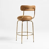 Bess Leather and Metal Swivel Counter Stool by Brigette Romanek