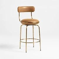 Bess Leather and Metal Swivel Counter Stool by Brigette Romanek