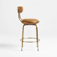 Bess Leather and Metal Swivel Counter Stool by Brigette Romanek