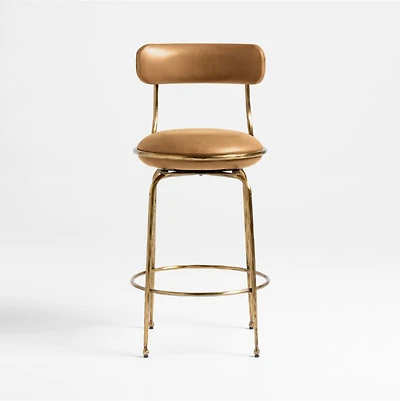 Bess Leather and Metal Swivel Counter Stool by Brigette Romanek