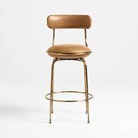 Bess Leather and Metal Swivel Counter Stool by Brigette Romanek