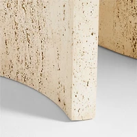 Point Dune 93" Oval Wood and Travertine Dining Table by Brigette Romanek