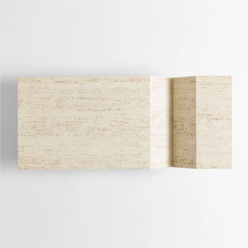 Hollywood Hills Faux Travertine Resin 60" Rectangular Coffee Table with Shelf by Brigette Romanek