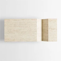 Hollywood Hills Faux Travertine Resin 60" Rectangular Coffee Table with Shelf by Brigette Romanek