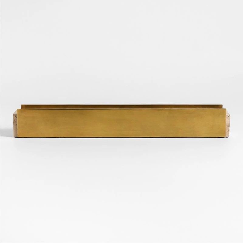 Liner Travertine and Brass Candelabra by Brigette Romanek
