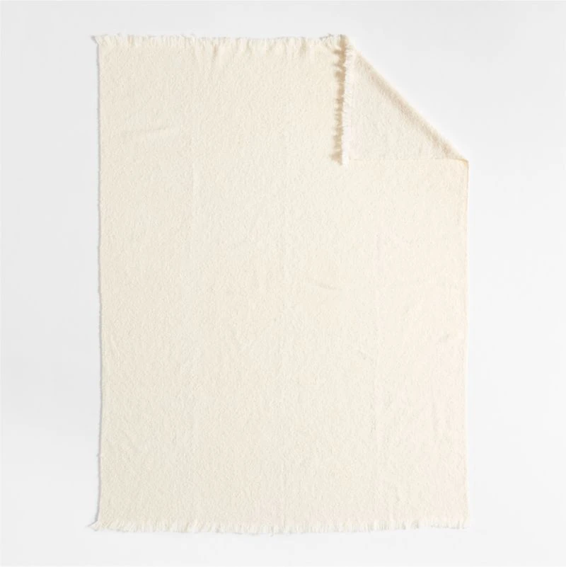 Livable Luxe 70"x55" Melange Alpaca Fringe Arctic Ivory Throw Blanket by Brigette Romanek