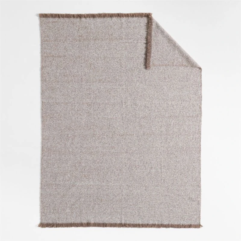 Livable Luxe 70"x55" Melange Alpaca Fringe Taupe Throw Blanket by Brigette Romanek