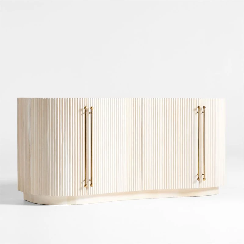 Coastline 72" Oak Wood Fluted Credenza by Brigette Romanek