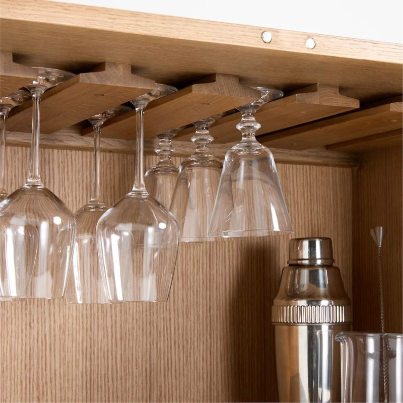 Tower 32" Light Brown Oak Wood Bar Cabinet by Brigette Romanek
