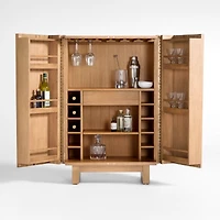 Tower 32" Light Brown Oak Wood Bar Cabinet by Brigette Romanek
