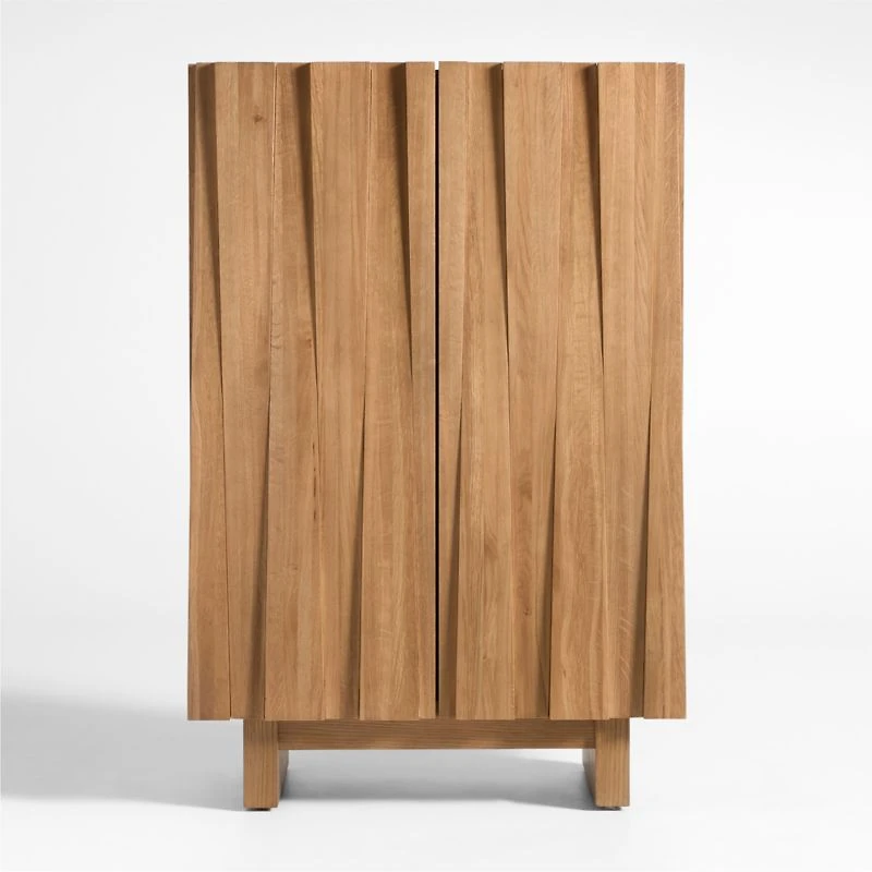 Tower 32" Light Brown Oak Wood Bar Cabinet by Brigette Romanek