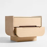 Venice 28.5" Leather and Oak Wood Nightstand by Brigette Romanek