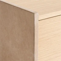 Venice 28.5" Leather and Oak Wood Nightstand by Brigette Romanek