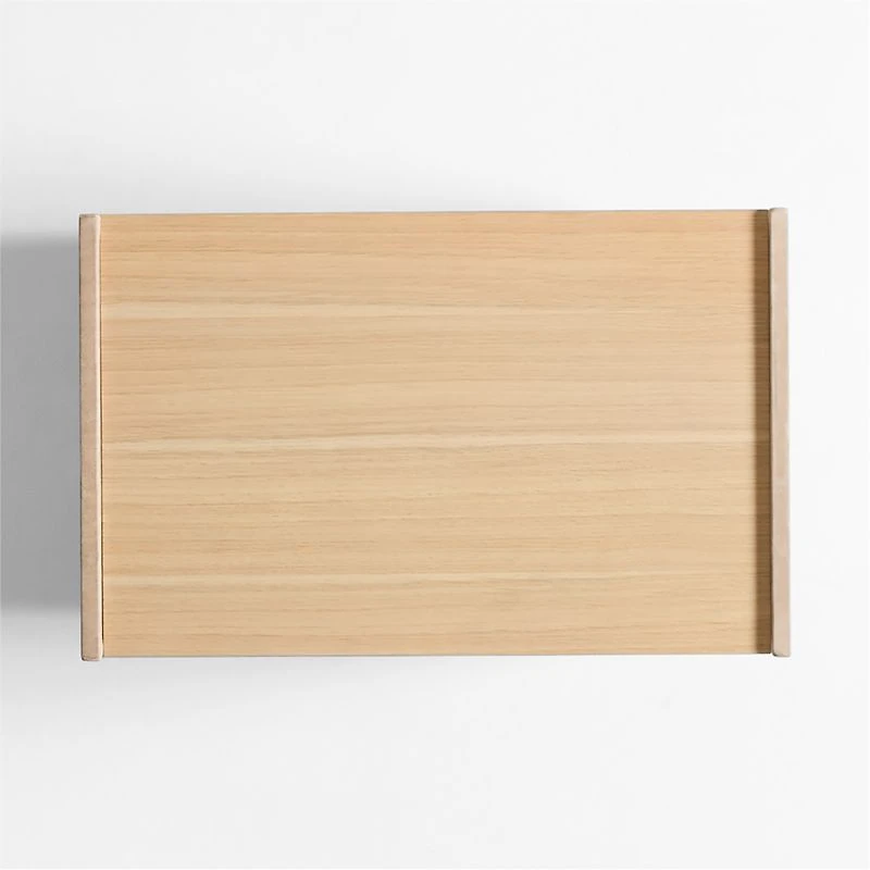 Venice 28.5" Leather and Oak Wood Nightstand by Brigette Romanek