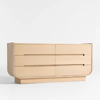 Venice 65" Leather and Oak Wood 6-Drawer Dresser by Brigette Romanek