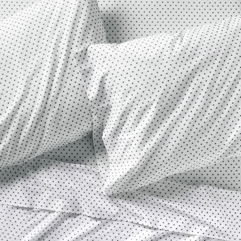 Modern Star Kids Organic Brushed Cotton Black and White Sheet Set Twin