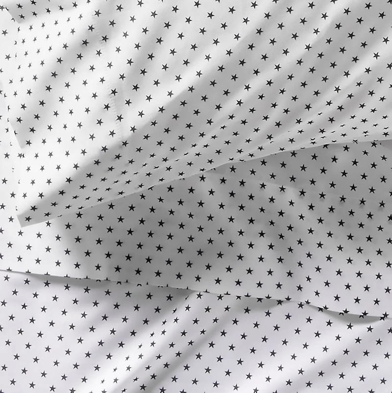 Modern Star Kids Organic Brushed Cotton Black and White Sheet Set Twin
