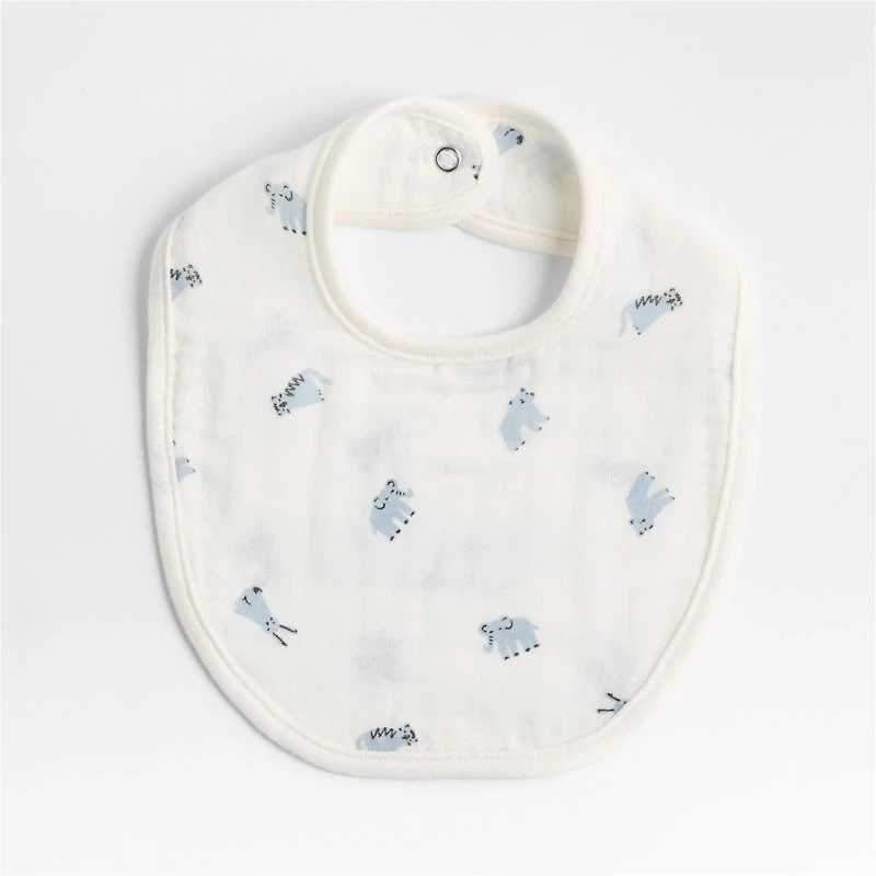 Baby's First Blue Mini Animal Organic Cotton Gauze Baby Bib, Set of 3