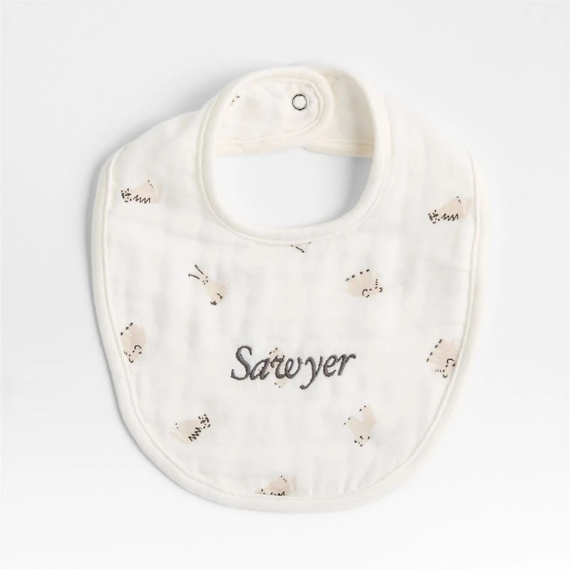 Baby's First Natural Mini Animal Organic Cotton Gauze Baby Bib, Set of 3