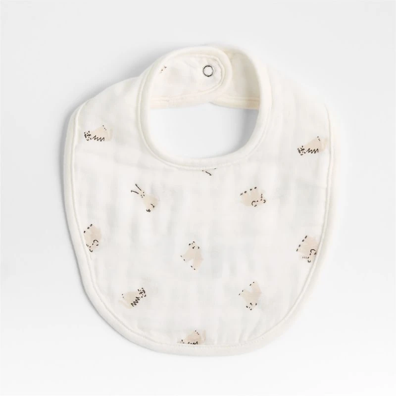 Baby's First Natural Mini Animal Organic Cotton Gauze Baby Bib, Set of 3