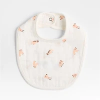Baby's First Pink Mini Animal Organic Cotton Gauze Baby Bib, Set of 3