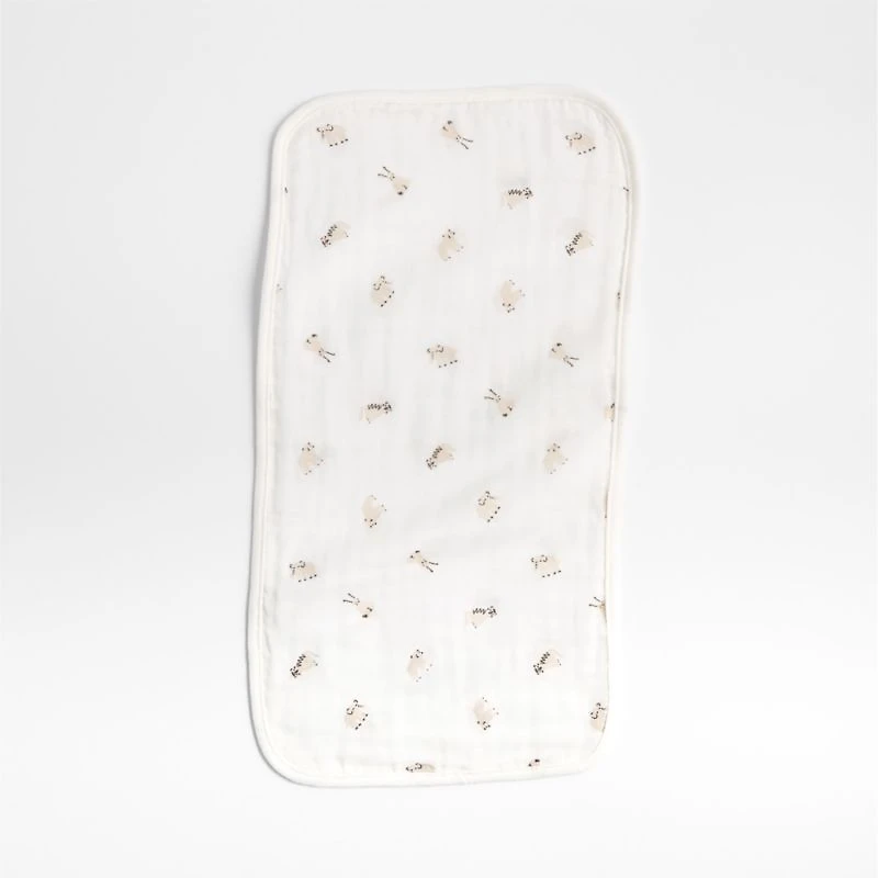 Baby's First Natural Mini Animal Organic Cotton Gauze Baby Burp Cloth, Set of 3