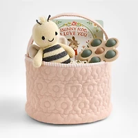 Quilted Elegant Pink Daisy Kids Easter Basket