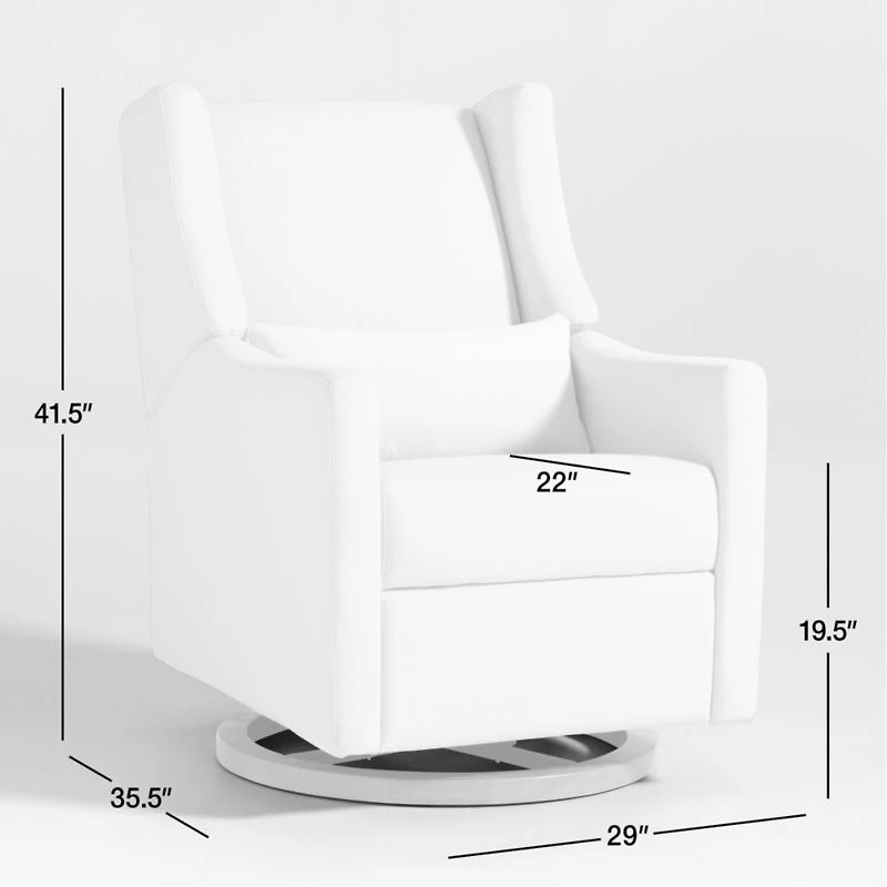Babyletto Kiwi Grey Nursery Power Glider Recliner Chair with Natural Wood Base