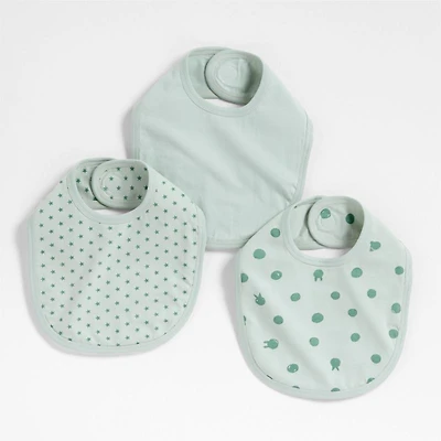 Baby's First Organic Jersey Green Baby Bibs, Set of 3