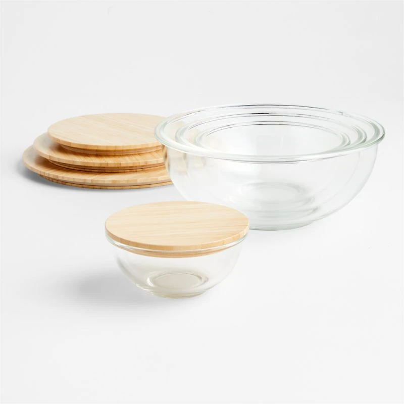 Extra-Small Glass Mixing Bowl with Bamboo Lid