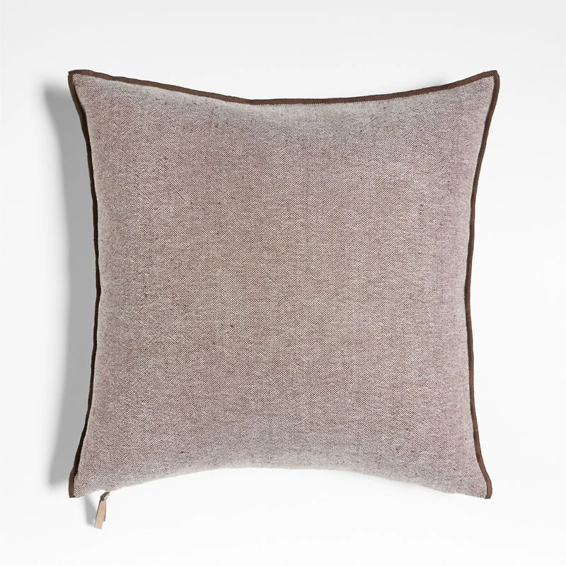 Bande Dark Beige Textured Stripe 20"x20" Throw Pillow with Feather Insert