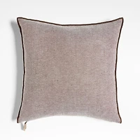 Bande Dark Beige Textured Stripe 20"x20" Throw Pillow with Feather Insert