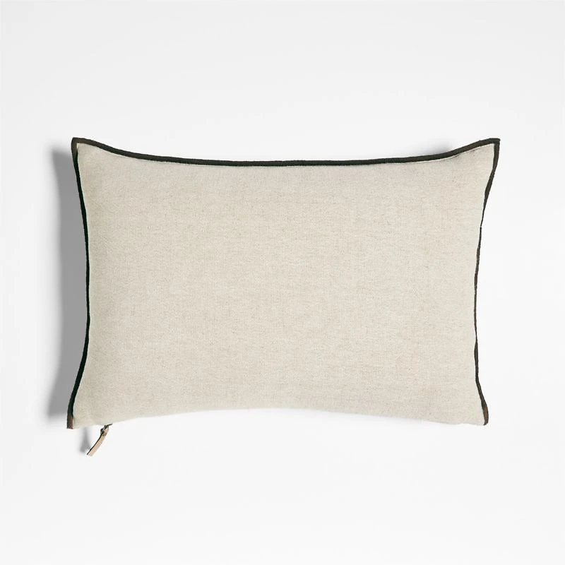 Bande Ivory Textured Stripe 22''x15'' Throw Pillow with Feather Insert