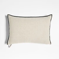 Bande Ivory Textured Stripe 22''x15'' Throw Pillow with Feather Insert