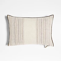 Bande Ivory Textured Stripe 22''x15'' Throw Pillow with Feather Insert