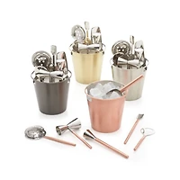 Stainless Steel Bar Tool Set with Gold Finish