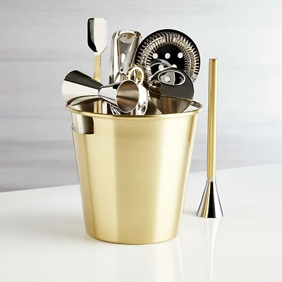 Stainless Steel Bar Tool Set with Gold Finish