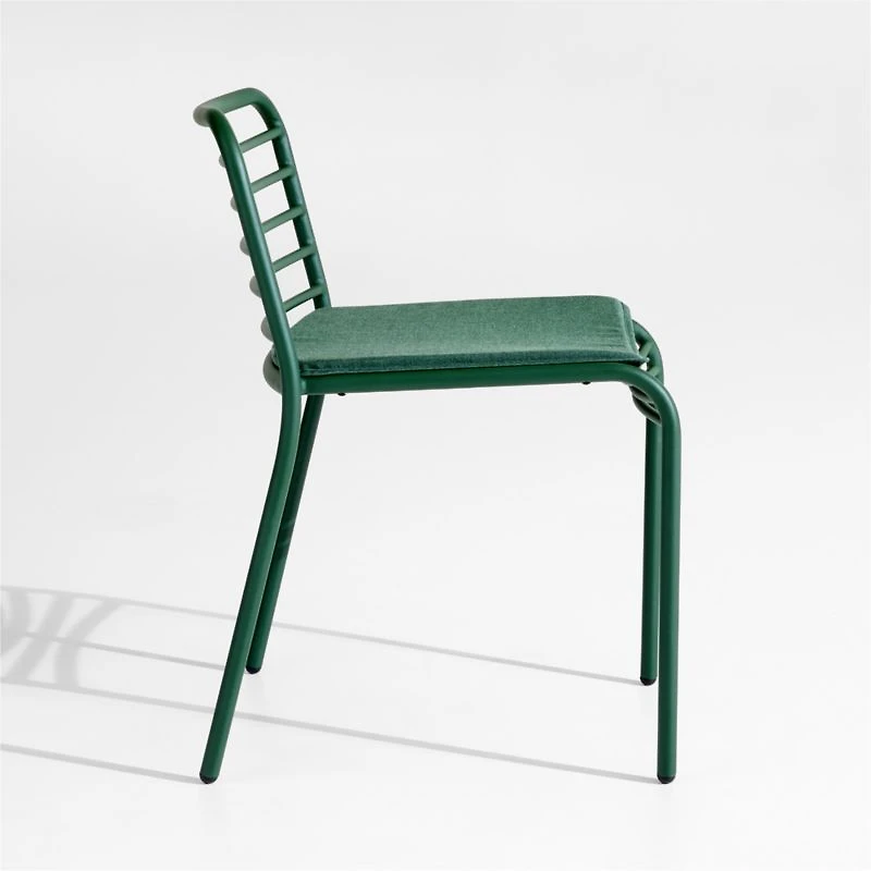 Bari Green Metal Stackable Outdoor Dining Chair with Cushion