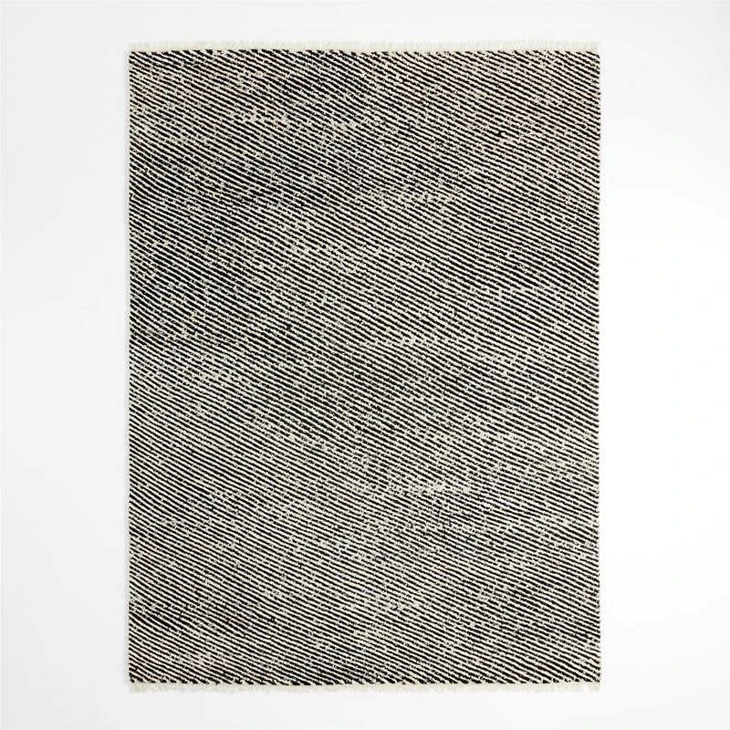 Basel Wool Hand-Knotted Black Area Rug 8'x10'