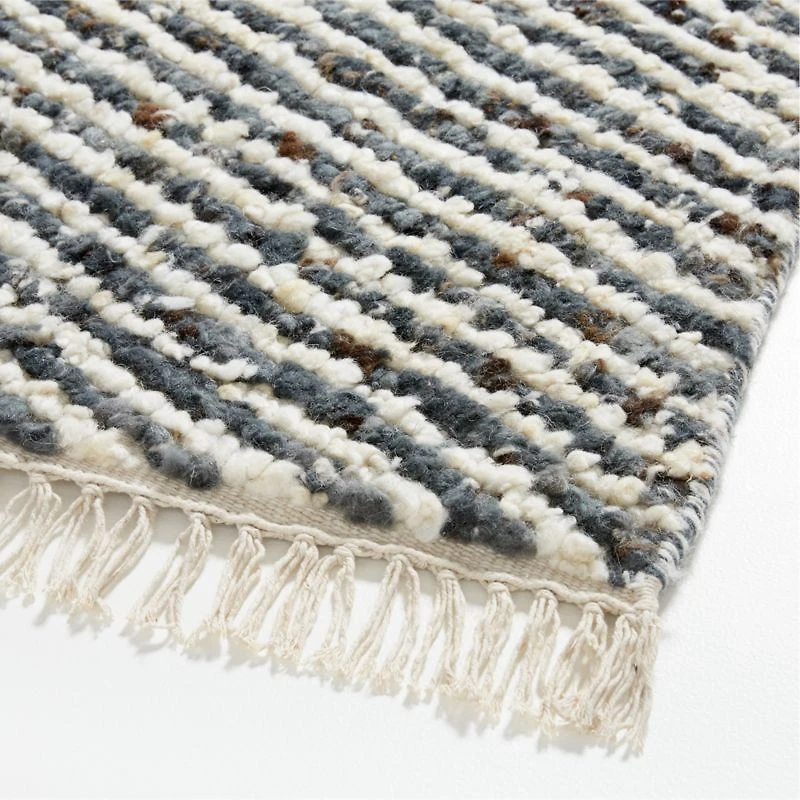 Basel Wool Hand-Knotted Blue and Sage Green Area Rug 8'x10'