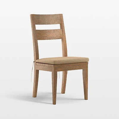 Basque Light Brown Wood Dining Chair with Camel Cushion, Set of 4