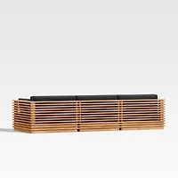Batten 120" Natural Teak Outdoor Sofa with Canvas Black Sunbrella ® Cushions
