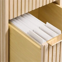 Batten 61.5" Natural Oak Wood Desk with White Marble Top and Panel Set with 6 Reversible Shelves