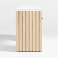 Batten 61.5" Natural Oak Wood Desk with White Marble Top and Panel Set with 6 Reversible Shelves